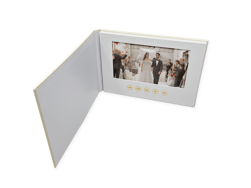 Open video book playing wedding video